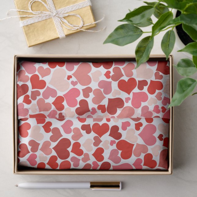 Pattern Of Hearts, Red Hearts, Love Tissue Paper (Gift)