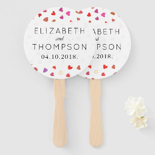 Pattern Of Hearts, Red Hearts, Love, Wedding Hand Fan