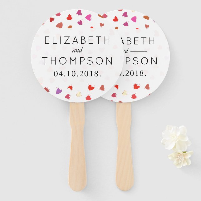 Pattern Of Hearts, Red Hearts, Love, Wedding Hand Fan (Front and Back)
