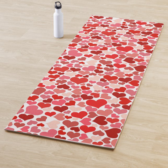 Pattern Of Hearts, Red Hearts, Love Yoga Mat (In Situ)