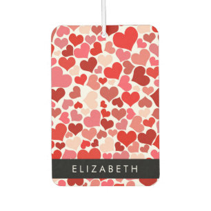 Pattern Of Hearts, Red Hearts, Love, Your Name Air Freshener