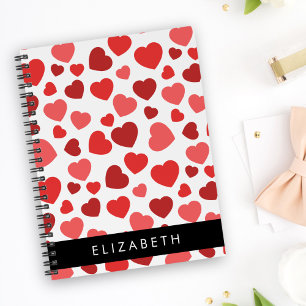 Pattern Of Hearts, Red Hearts, Your Name Notebook