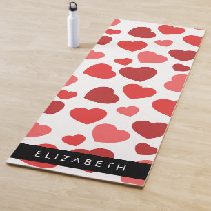 Pattern Of Hearts, Red Hearts, Your Name Yoga Mat