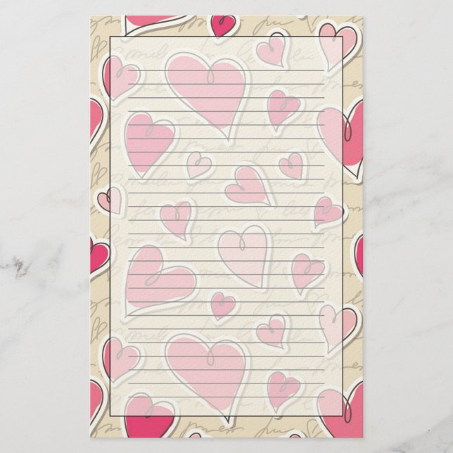 Pattern of Hearts Stationery (Front)