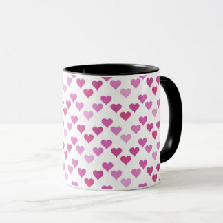 Pattern of Hearts Stylish Modern White Pink Chic  Mug