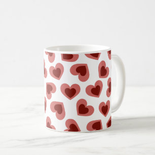 Pattern of Hearts Stylish Modern White Red Chic Coffee Mug