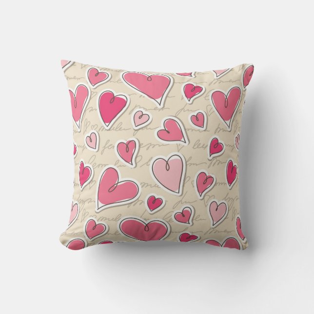 Pattern of Hearts Throw Pillow (Front)
