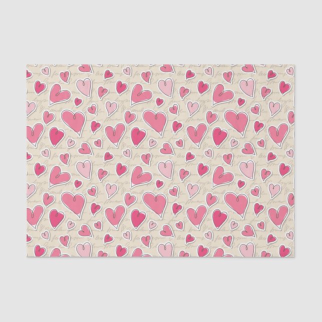 Pattern of Hearts Tissue Paper (Front)