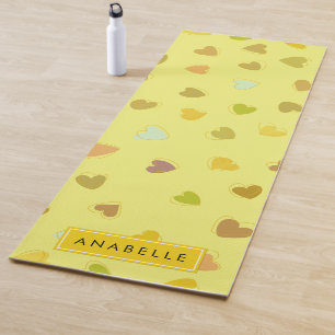 Pattern Of Hearts, Yellow Hearts, Your Name Yoga Mat