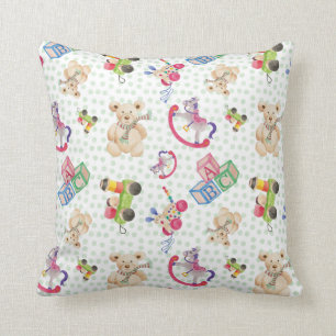 Pattern of kid's toys throw pillow