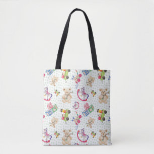 Pattern of kid's toys tote bag