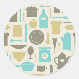 Pattern Of Kitchen Tools Classic Round Sticker