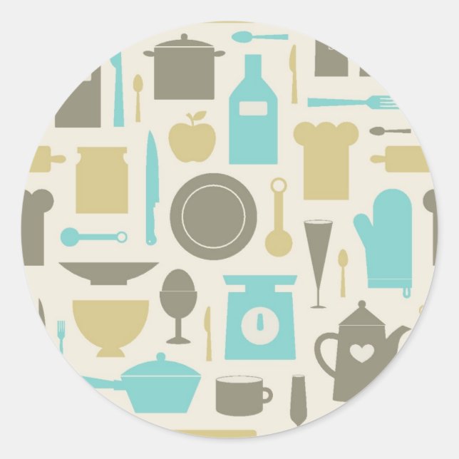 Pattern Of Kitchen Tools Classic Round Sticker (Front)