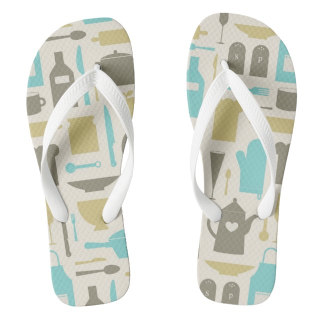 Pattern Of Kitchen Tools Flip Flops (Footbed)