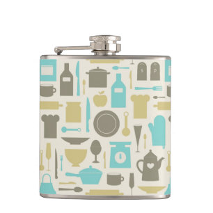 Pattern Of Kitchen Tools Hip Flask