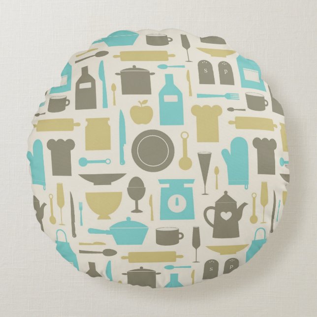 Pattern Of Kitchen Tools Round Pillow (Front)
