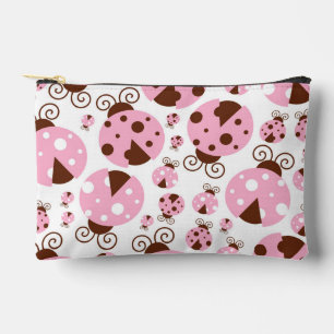 Pattern Of Ladybugs, Cute Ladybugs, Pink Ladybugs Accessory Pouch