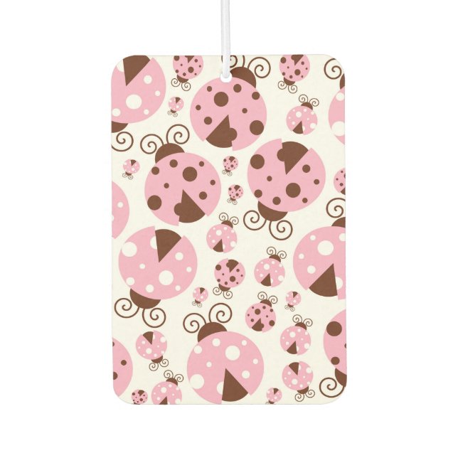 Pattern Of Ladybugs, Cute Ladybugs, Pink Ladybugs Air Freshener (Front)