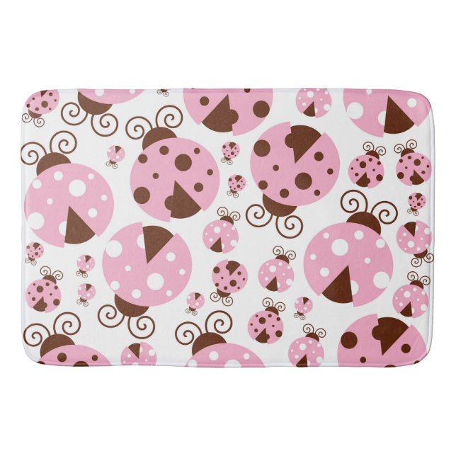 Pattern Of Ladybugs, Cute Ladybugs, Pink Ladybugs Bath Mat (Front)