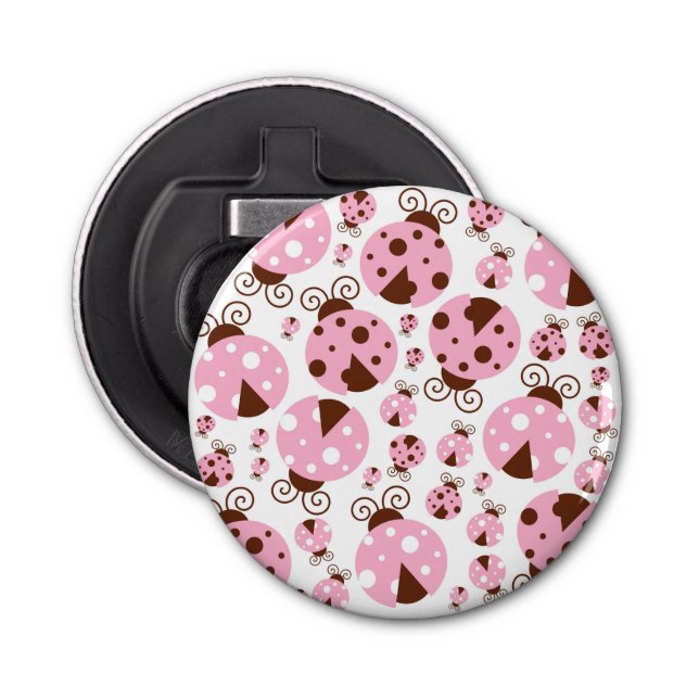 Pattern Of Ladybugs, Cute Ladybugs, Pink Ladybugs Bottle Opener (Front)