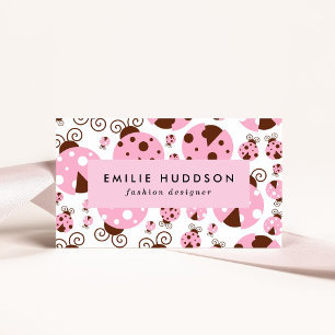 Pattern Of Ladybugs, Cute Ladybugs, Pink Ladybugs Business Card
