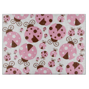 Pattern Of Ladybugs, Cute Ladybugs, Pink Ladybugs Cutting Board