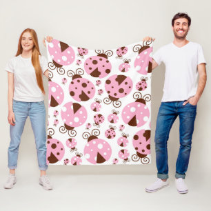 Pattern Of Ladybugs, Cute Ladybugs, Pink Ladybugs Fleece Blanket
