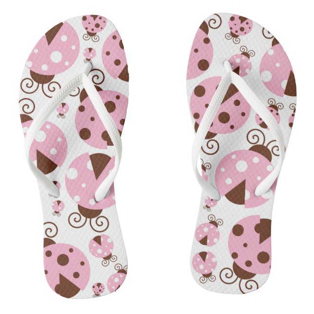 Pattern Of Ladybugs, Cute Ladybugs, Pink Ladybugs Flip Flops (Footbed)