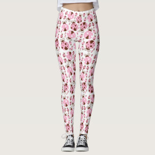 Pattern Of Ladybugs, Cute Ladybugs, Pink Ladybugs Leggings