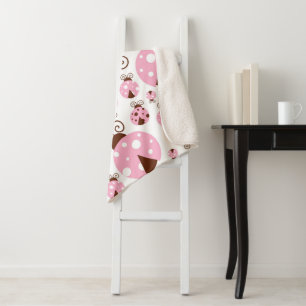 Pattern Of Ladybugs, Cute Ladybugs, Pink Ladybugs Sherpa Blanket