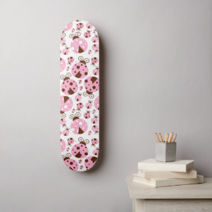 Pattern Of Ladybugs, Cute Ladybugs, Pink Ladybugs Skateboard