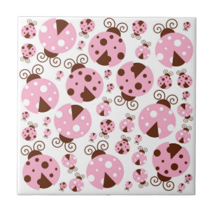 Pattern Of Ladybugs, Cute Ladybugs, Pink Ladybugs Tile