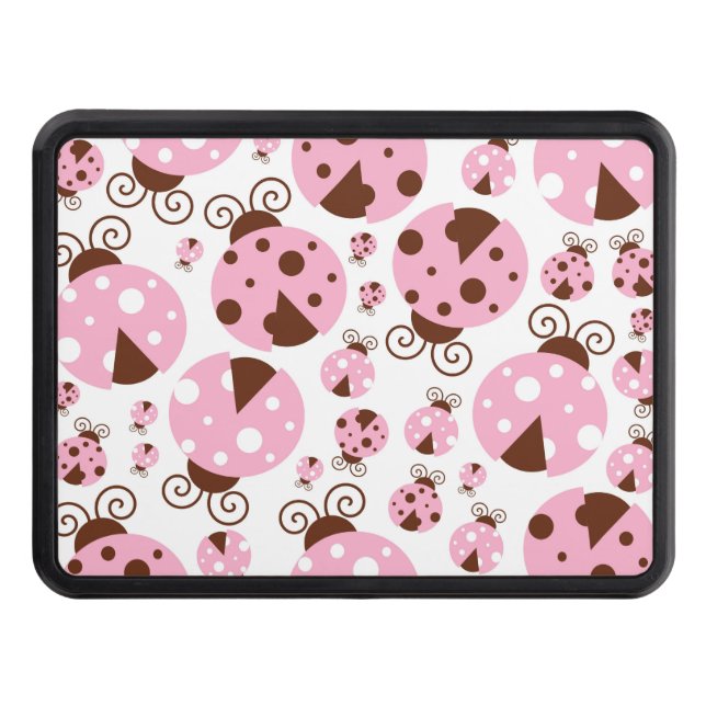 Pattern Of Ladybugs, Cute Ladybugs, Pink Ladybugs Trailer Hitch Cover (Front)