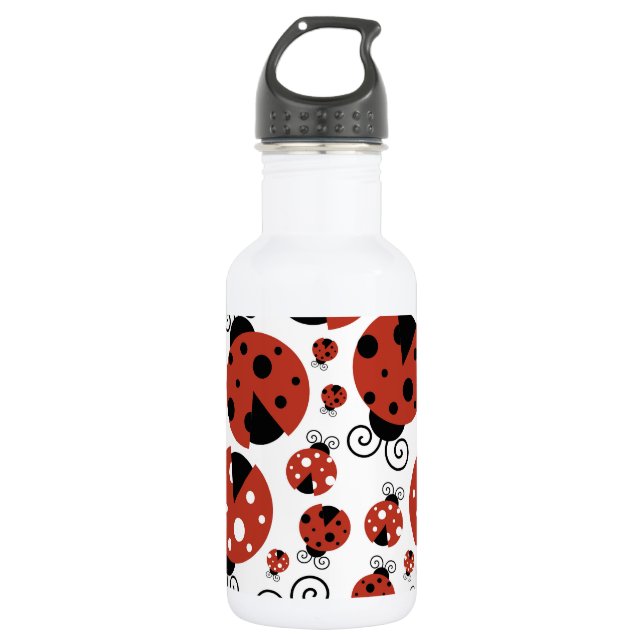 Pattern Of Ladybugs, Cute Ladybugs, Red Ladybugs 532 Ml Water Bottle (Front)