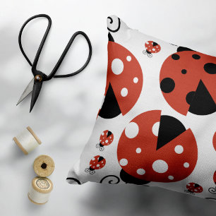 Pattern Of Ladybugs, Cute Ladybugs, Red Ladybugs Accent Pillow
