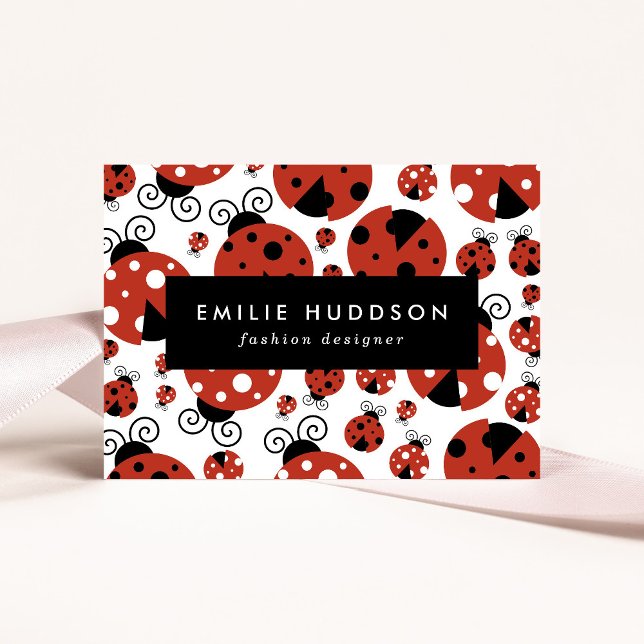 Pattern Of Ladybugs, Cute Ladybugs, Red Ladybugs Business Card (Creator Uploaded)