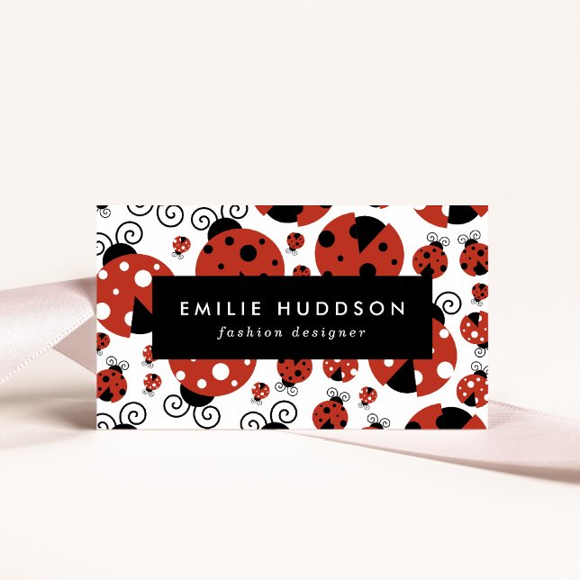 Pattern Of Ladybugs, Cute Ladybugs, Red Ladybugs Business Card (Creator Uploaded)