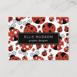 Pattern Of Ladybugs, Cute Ladybugs, Red Ladybugs Business Card