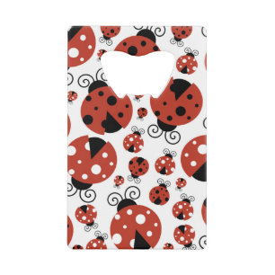 Pattern Of Ladybugs, Cute Ladybugs, Red Ladybugs Credit Card Bottle Opener