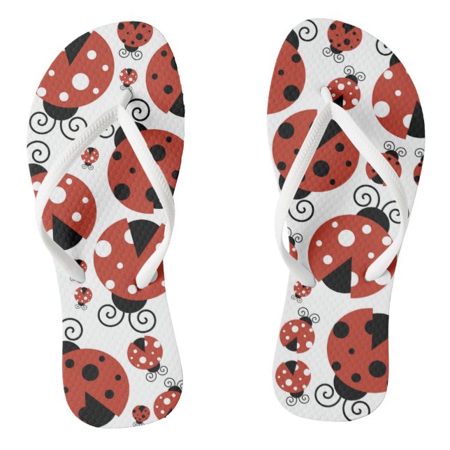 Pattern Of Ladybugs, Cute Ladybugs, Red Ladybugs Flip Flops (Footbed)