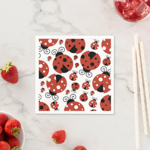 Pattern Of Ladybugs, Cute Ladybugs, Red Ladybugs Napkin