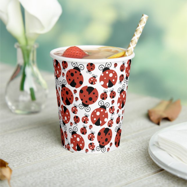 Pattern Of Ladybugs, Cute Ladybugs, Red Ladybugs Paper Cups (Insitu)