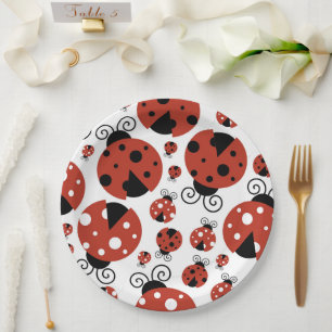 Pattern Of Ladybugs, Cute Ladybugs, Red Ladybugs Paper Plate
