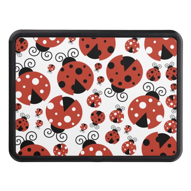 Pattern Of Ladybugs, Cute Ladybugs, Red Ladybugs Trailer Hitch Cover (Front)