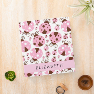 Pattern Of Ladybugs, Pink Ladybugs, Your Name Binder