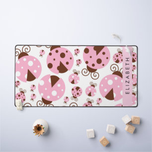 Pattern Of Ladybugs, Pink Ladybugs, Your Name Desk Mat
