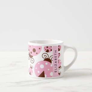 Pattern Of Ladybugs, Pink Ladybugs, Your Name Espresso Cup