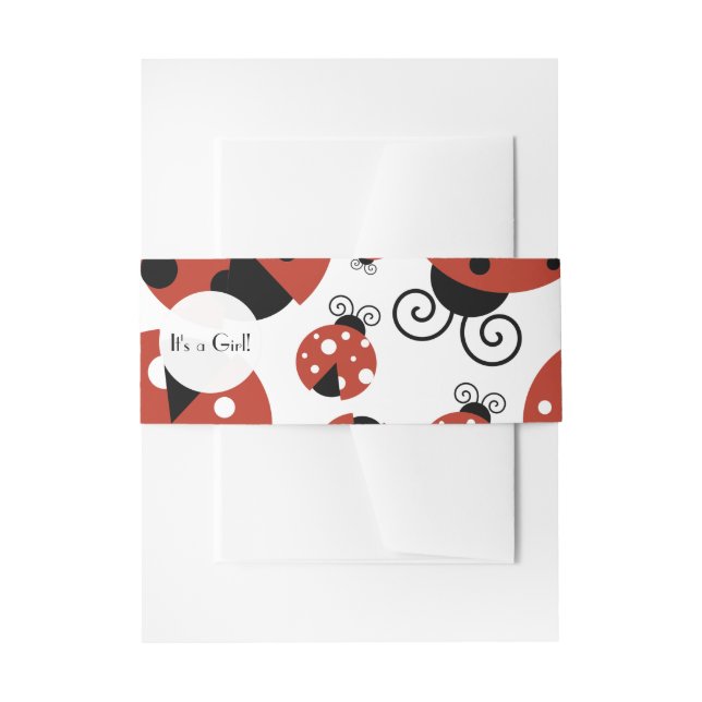 Pattern Of Ladybugs, Red Ladybugs, Baby Shower Invitation Belly Band (Front Example)