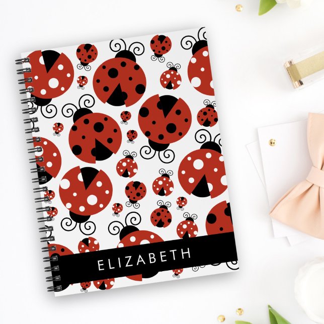 Pattern Of Ladybugs, Red Ladybugs, Your Name Notebook (Creator Uploaded)