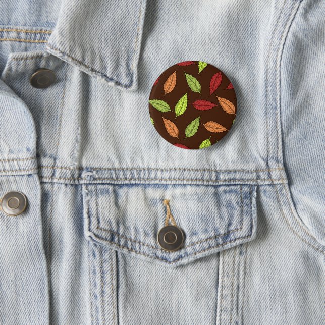 Pattern Of Leaves, Colourful Leaves, Autumn Leaves 2 Inch Round Button (In Situ)